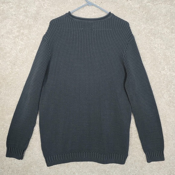 Carbon 2 Cobalt Sweater Mens XL Green Waffle Knit Roll Neck Heavy Fisherman - Picture 7 of 11